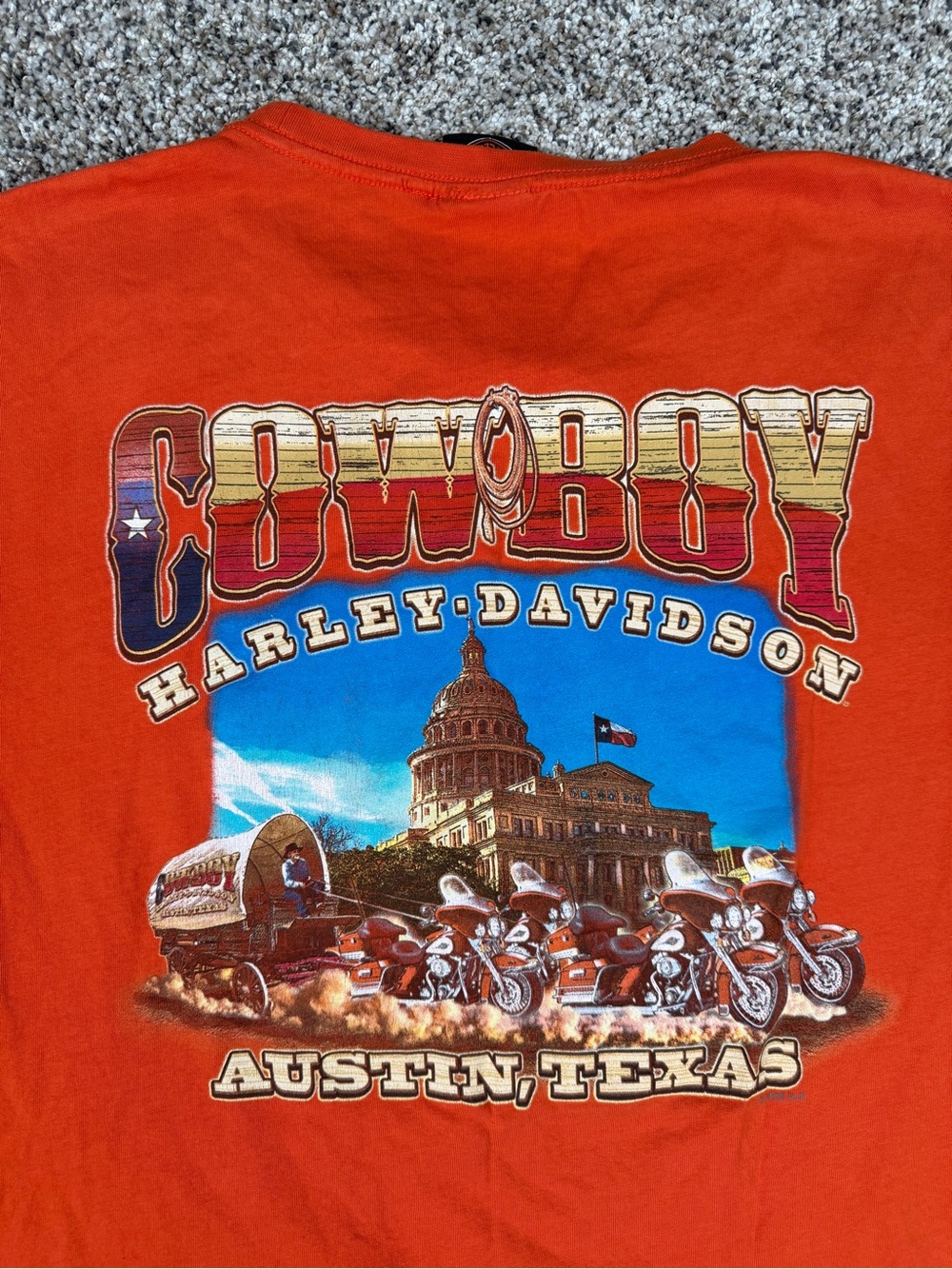 Sz XL Men’s Harley-Davidson Orange Cowboy Austin Graphic Tee